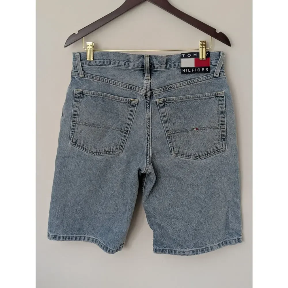 Vintage Tommy Hilfiger Denim Shorts Light Wash Y2K November 2002 Size 32